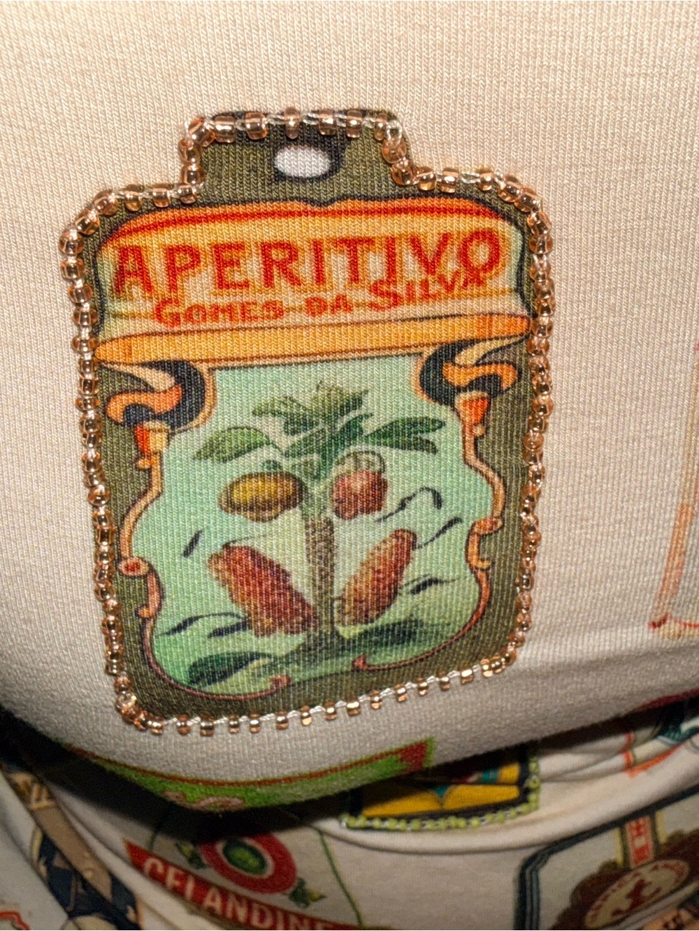 Anthropologie Celadine Beaded Scoop-Neck Dress with Vintage Label Print - Picture 6 of 16